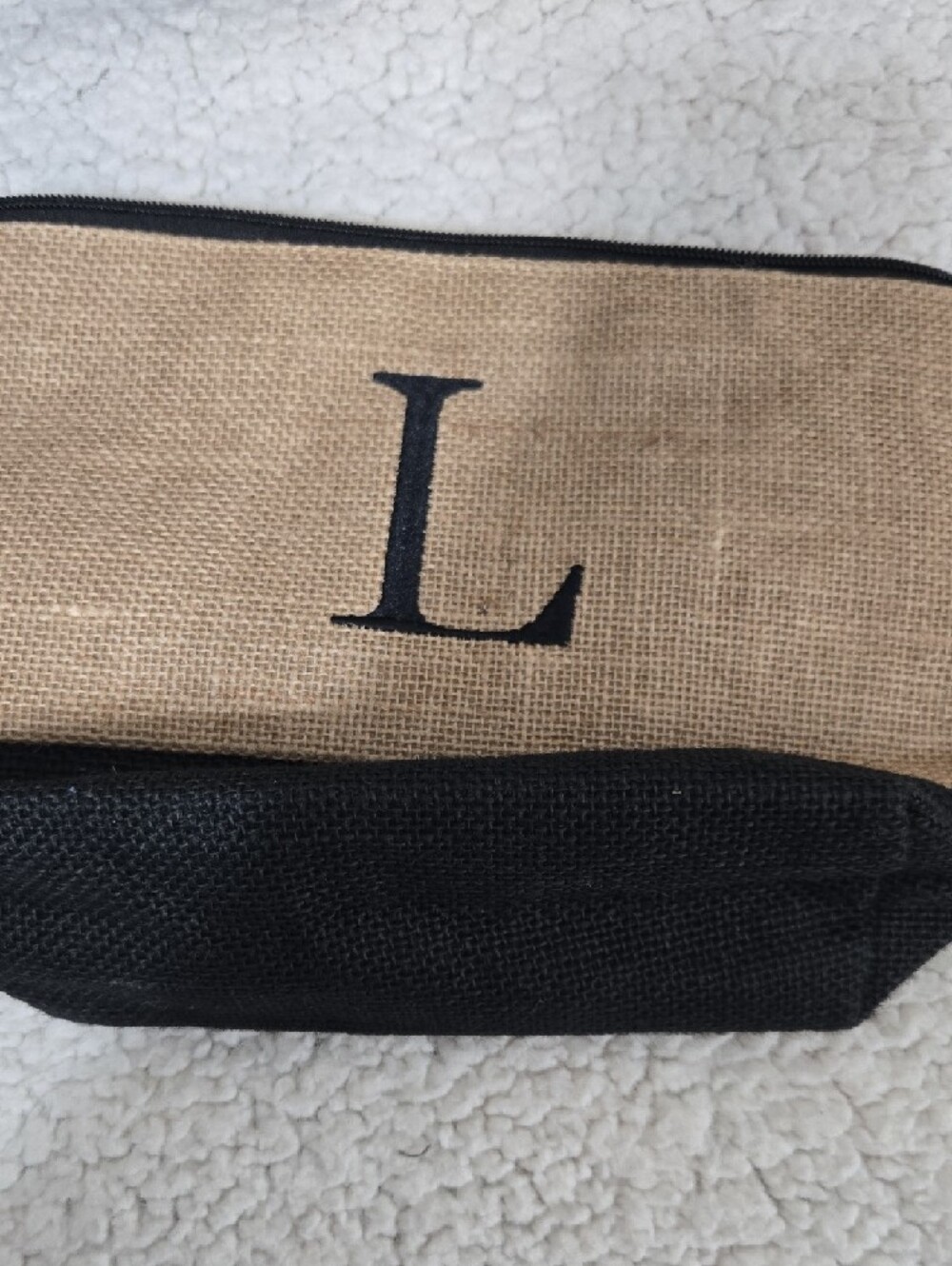 Monogram L Natural & Black Jute Tote Bag Set - Picture 6 of 9